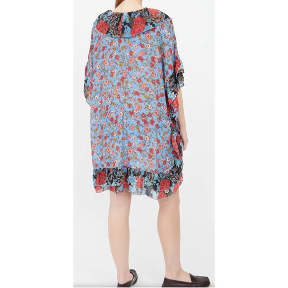 See By Chloe Floral Print Silk Caftan Dress Sz 38 6 Blue Dream Cottagecore Boho - Picture 3 of 16